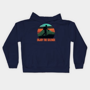 Enjoy the Silence | Retro Hiking Adventure Design for Nature Lovers Kids Hoodie